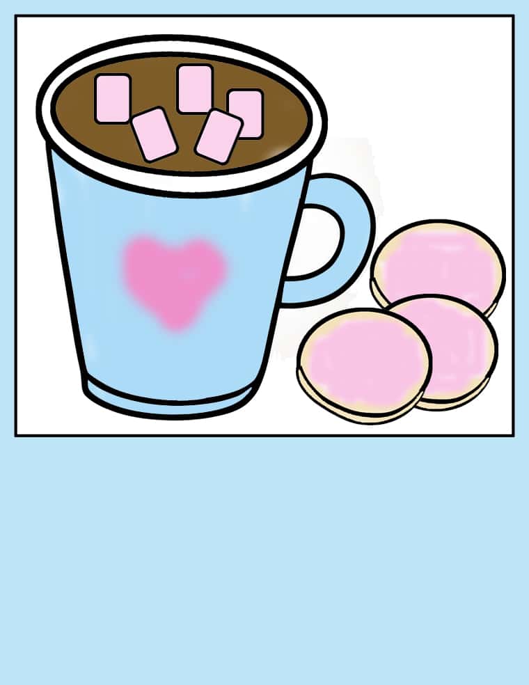 hot cocoa mug and cookies craft with marshmallows