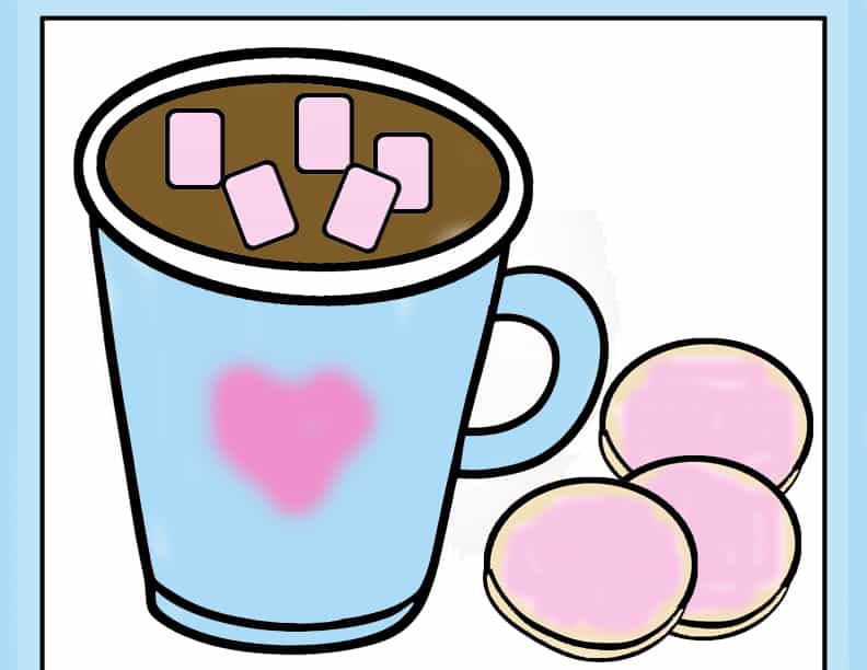 hot cocoa mug and cookies template craft with marshmallows