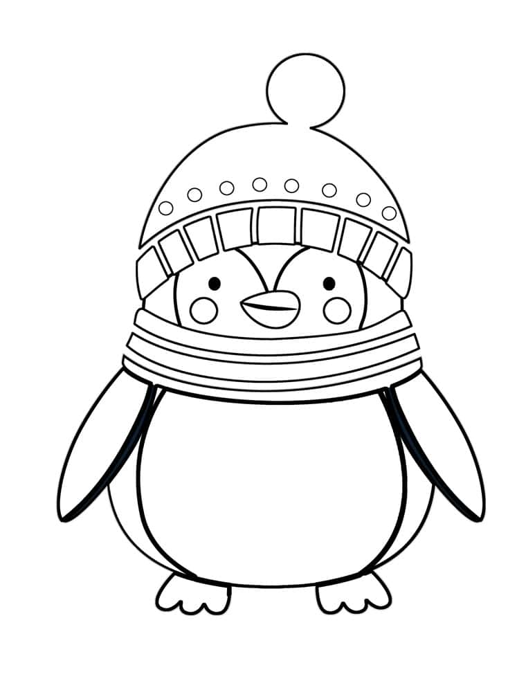 penguin with hat coloring page