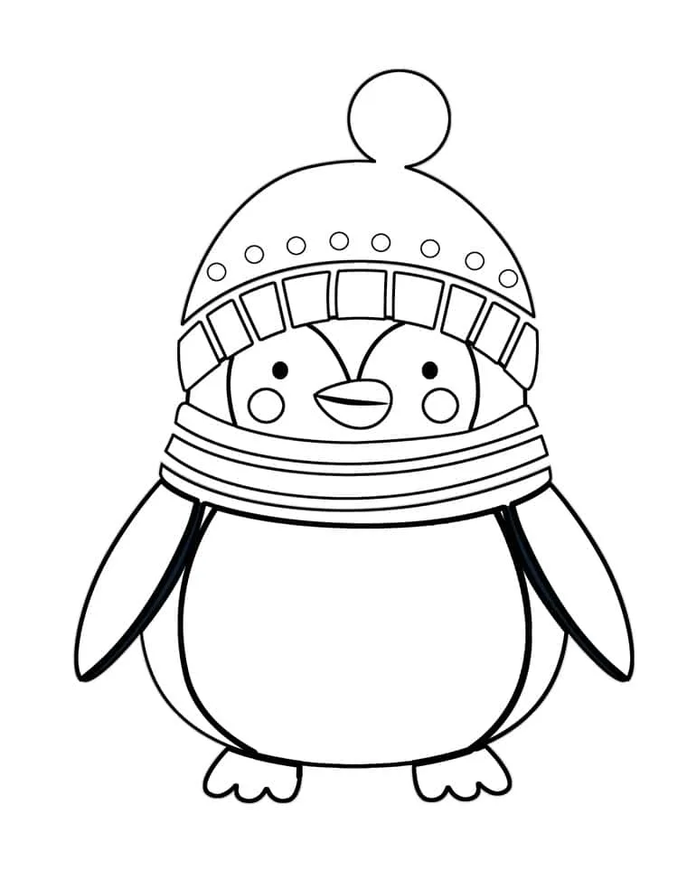 penguin with hat coloring page
