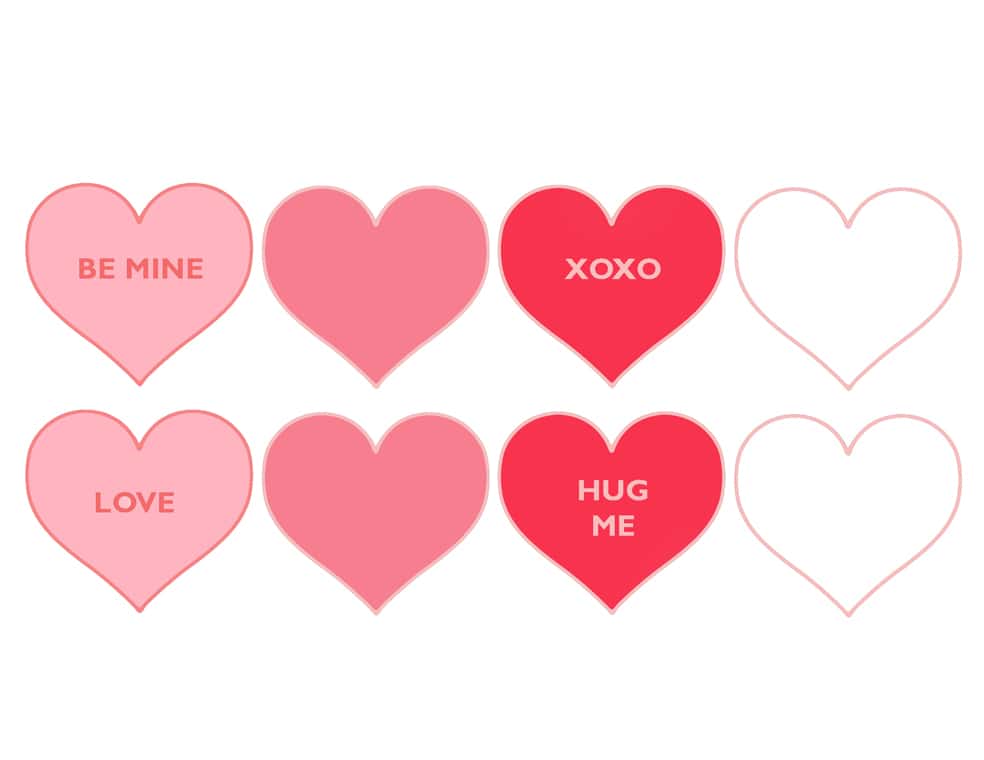 colored printable heart garland template