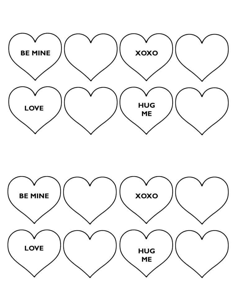 printable heart garland with words free PDF