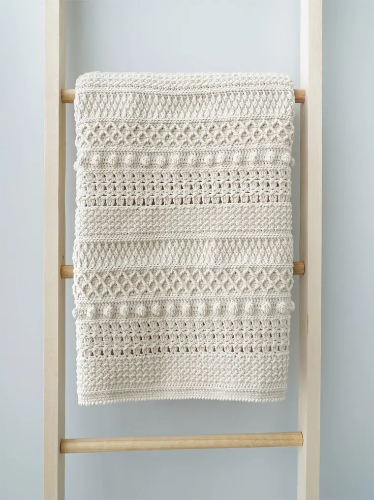 modern boho crochet blanket in cream