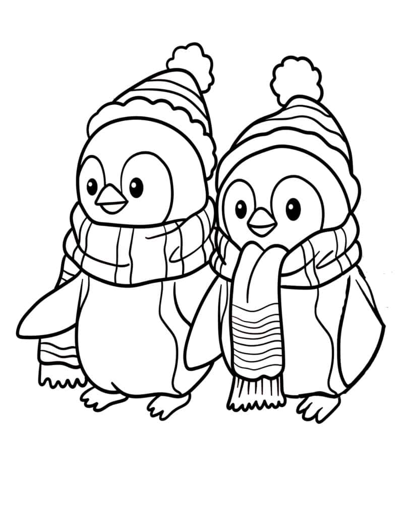 pair of penguins coloring sheet