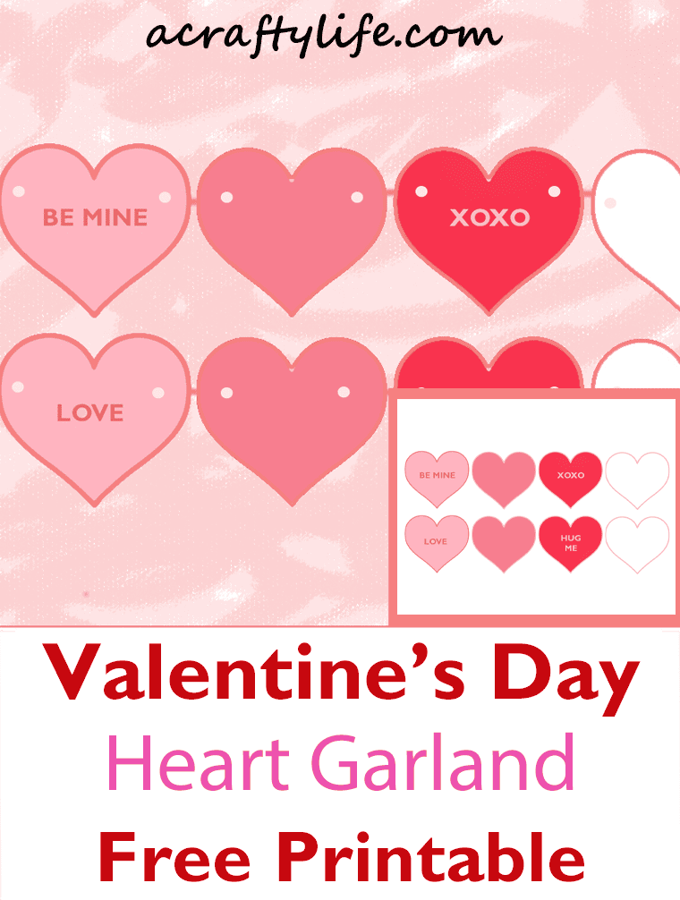 printable heart garland template free PDF