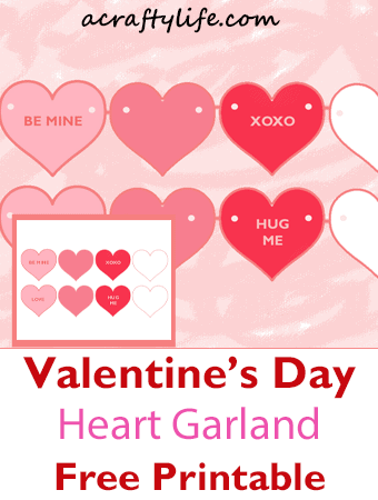 Free Printable Heart Garland: Easy DIY Valentine's Day Craft - A Crafty ...