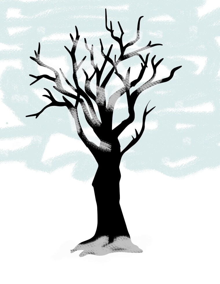 free winter tree template torn paper for snow