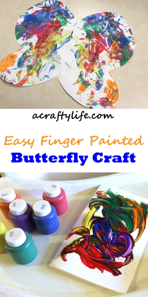 rainbow finger paint butterfly craft - acraftylife.com