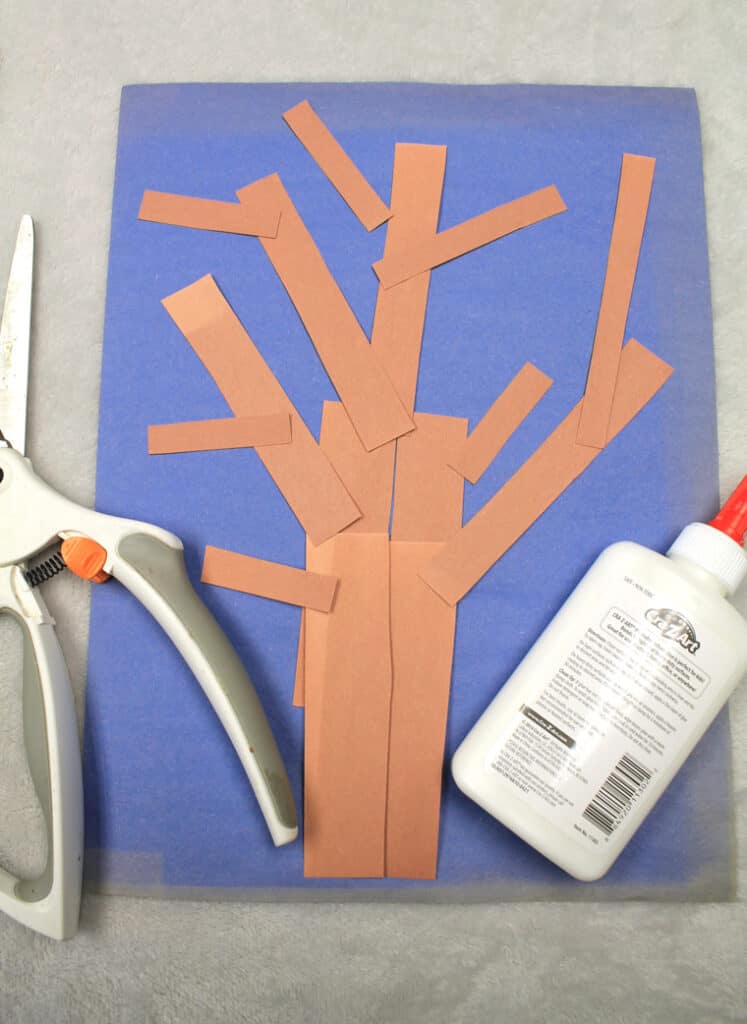 brown construction paper spring tree glued