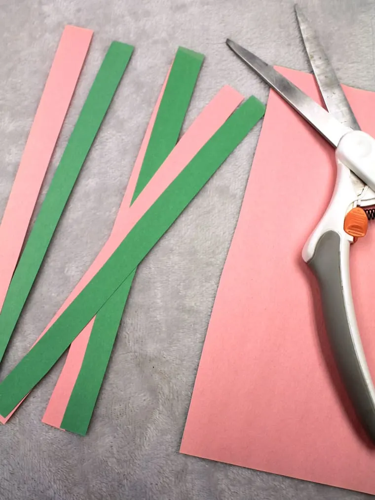 spring tree craft for preschool pink and green strips of paper cut