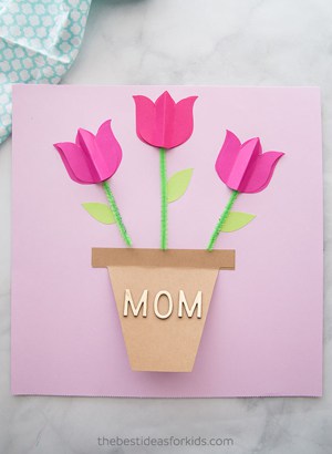 Mother's Day paper tulip card craft