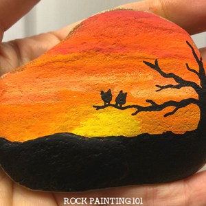 sunset painted rock