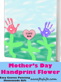 Mother's Day flower handprint canvas painting homemade gift
