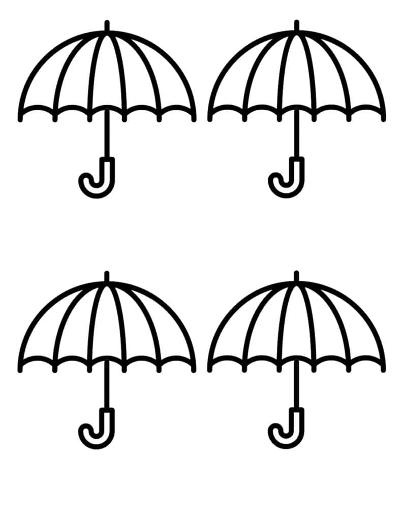 umbrella coloring template small size 4 per page