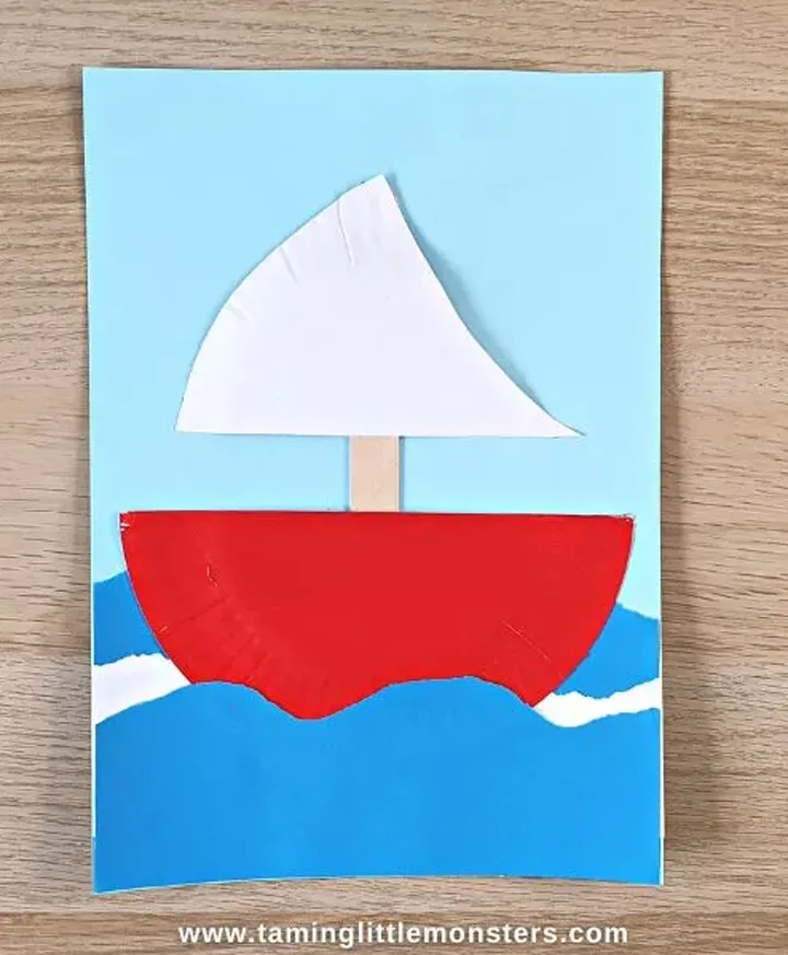 paper plate sailboat picture craft