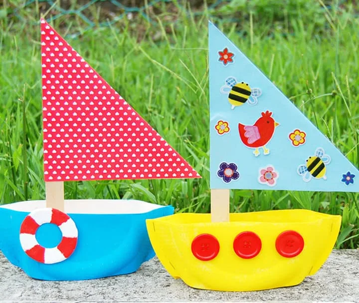 paper plate sailing boat craft