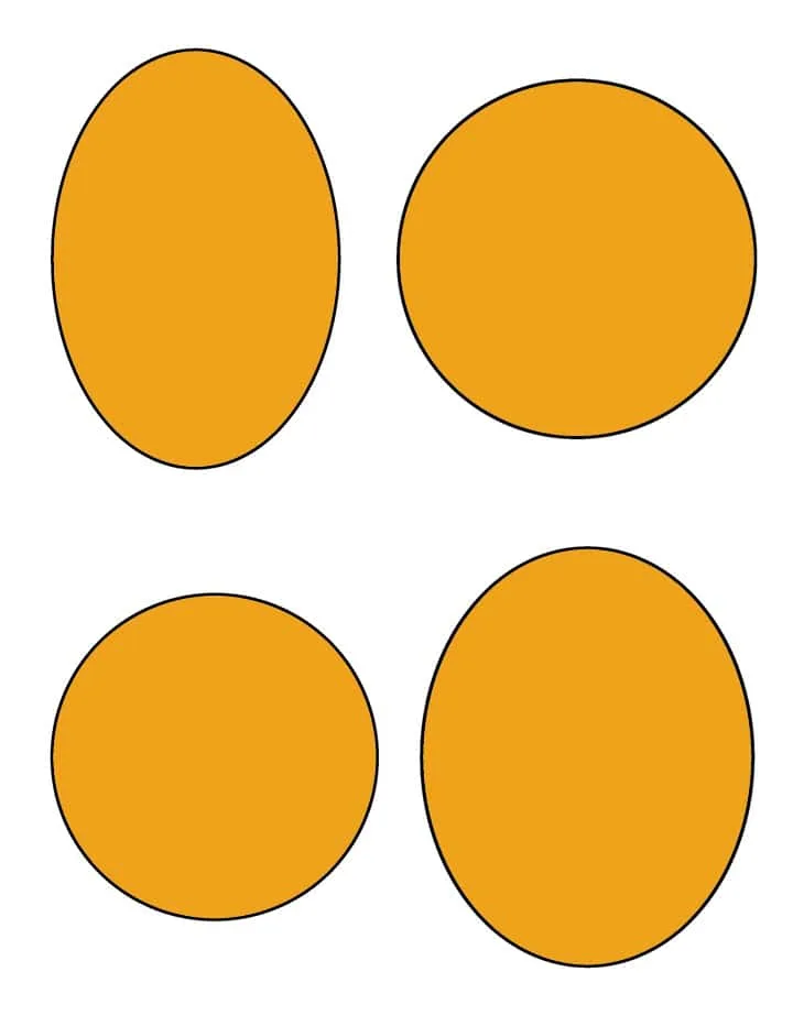 photo of pumpkin shapes in ovals and circles for jack-o-lantern craft colored