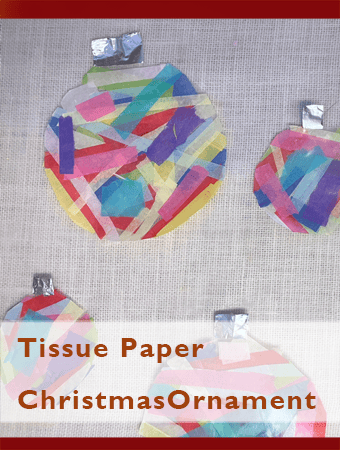 Tissue paper Christmas ornament craft for kids