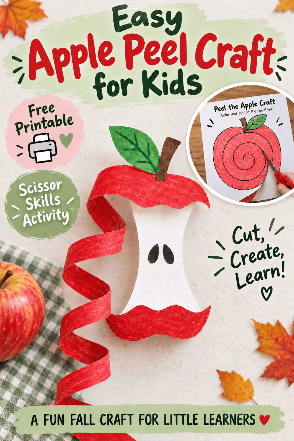 apple peel craft pin
