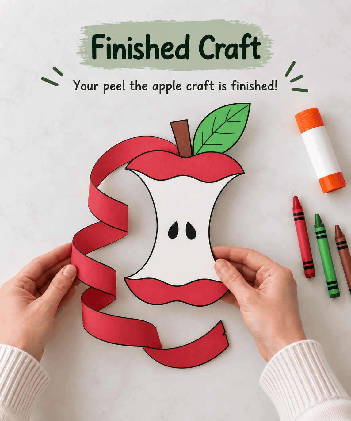 photo of finished apple peel printable craft